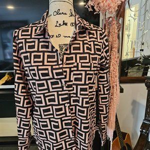 Geometric collared blouse with silver buttons - S (fits like S/M)